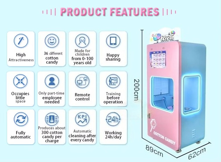 Outdoor Fully Automatic Cotton - Candy Vending Machine avaliação e preço