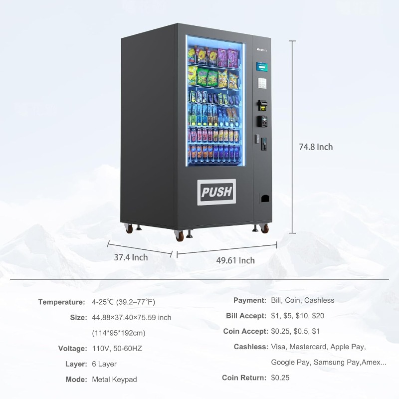 Customized Large 60 Slots Snac - Bill Acceptor Vending avaliação e preço